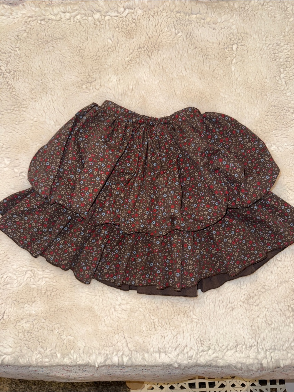 Girls Brown Floral Ruffle Tiered Skirt